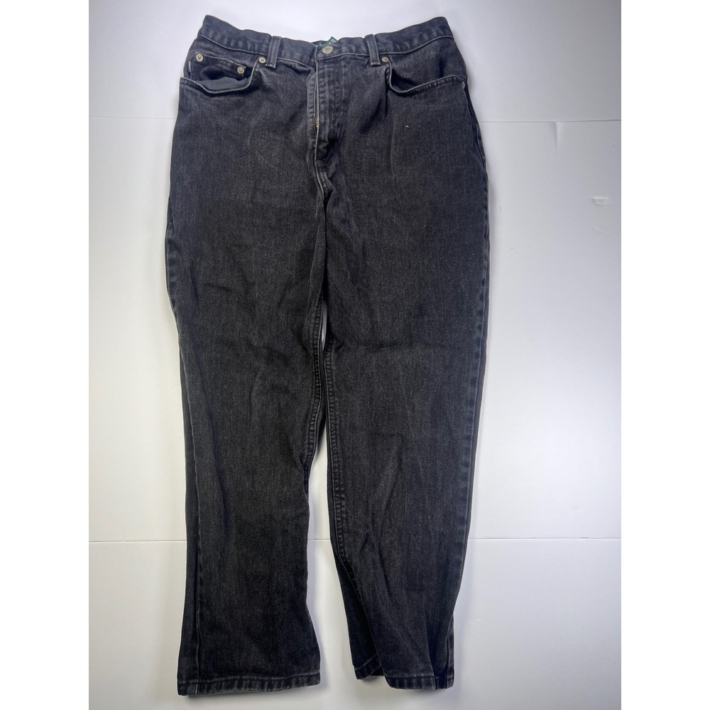 Lauren Ralph Lauren Jeans Womens 14P Black Tapered High Rise Petite Denim Pants